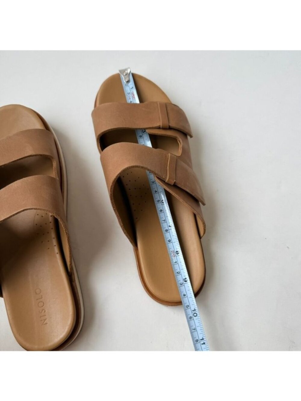 Nisolo Ella Platform Slide Womens Size 6.5 Beige Leather Sandals Comfor - Picture 10 of 12